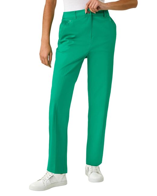 Roman Green Cotton Full Length Stretch Trouser