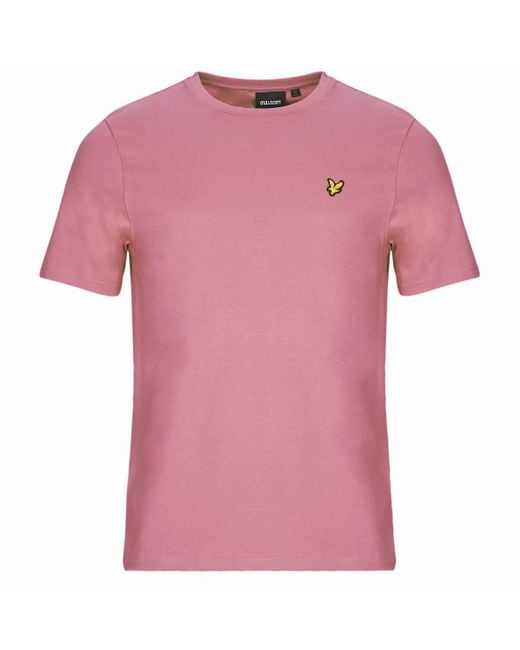 Lyle & Scott Pink Brand Chest Logo Palm T-Shirt Cotton for men