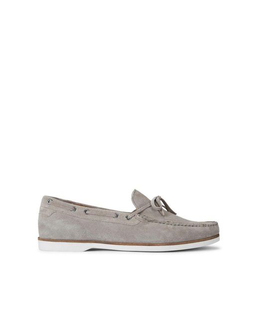 KG by Kurt Geiger White Suede Venice Slip On Boat Shoes for men