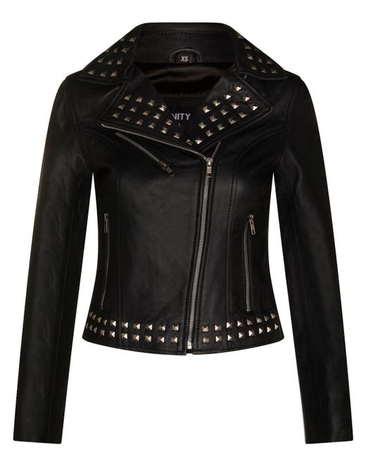 Infinity Leather Black Gothic Biker Jacket With Studs-Bilbao