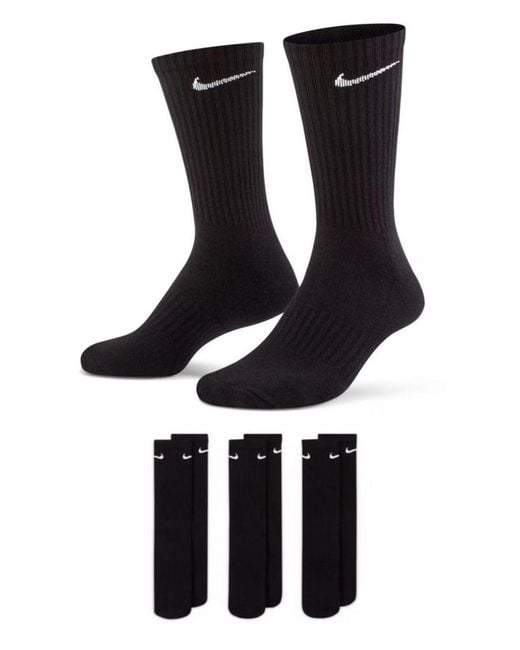 Nike Black Everyday Cushion Crew Training Socks 3 Pairs for men