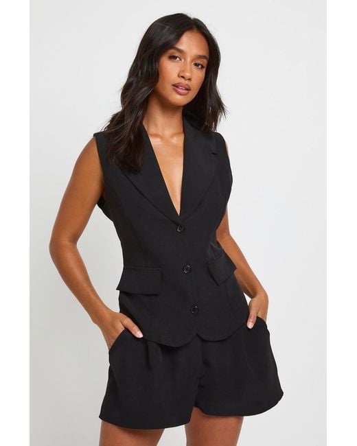 Boohoo Black Petite Tailored High Waist Short