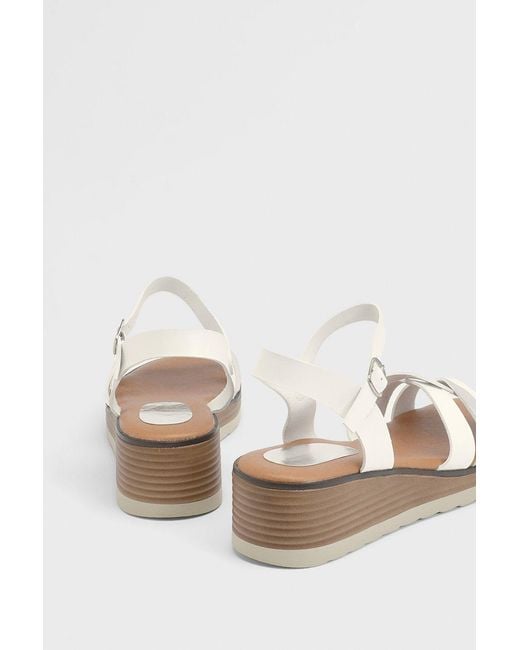 Good for the Sole White Angela Flexisole Faux Leather Platform Wedge Sandals