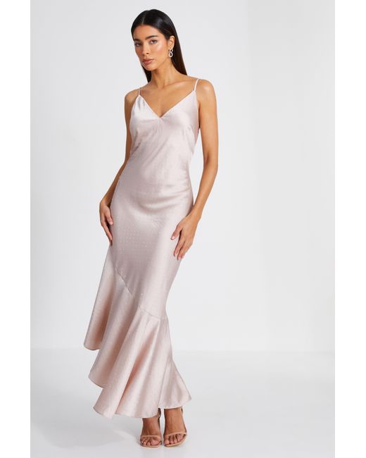 Quiz White Satin Asymmetric Midaxi Dress