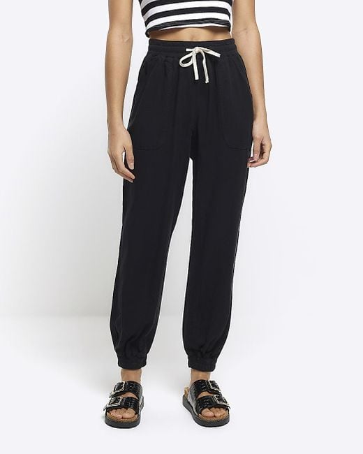 River Island Black Joggers Lyocell Cuffed