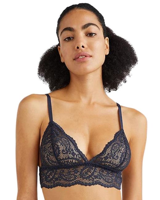 Tommy Hilfiger Blue Uw0Uw03807 Th Ultra Soft Lace Triangle Bralette
