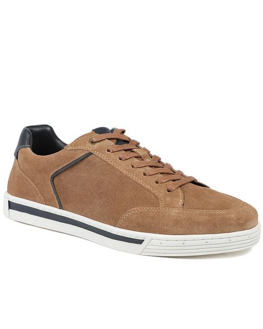 Jones Bootmaker Brown Salvo Premium Leather Lace Up Trainers for men