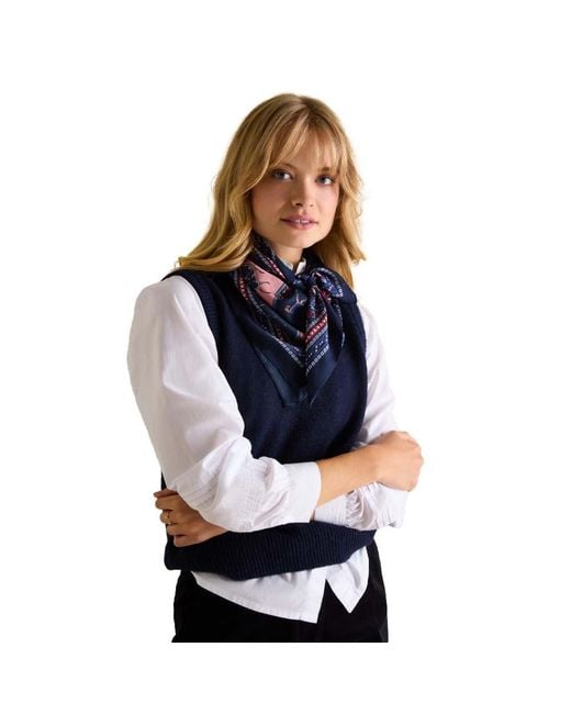 Joules Blue Bloomfield Square Silk Scarf