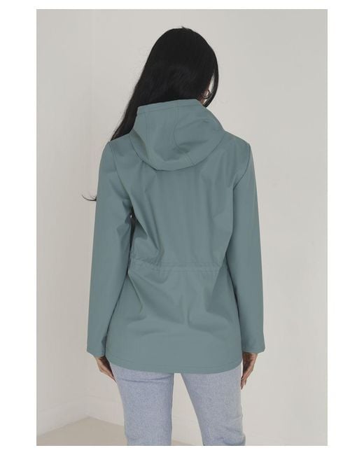 Brave Soul Blue Pale 'Saffy' Hooded Rain Mac Pu