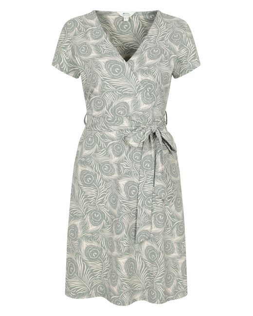 Mountain Warehouse Gray 'Santorini' Jersey Wrap Dress With Pockets Summer Comfy Outfit Cotton