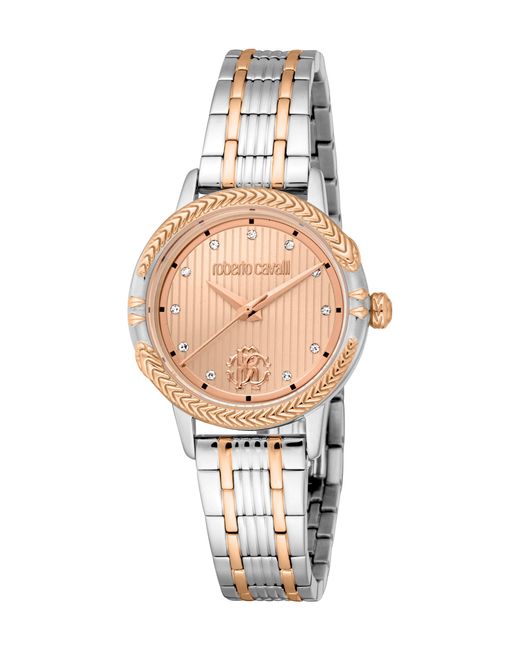 Roberto Cavalli White Stainless Steel Two Tone & Rose Color Watch