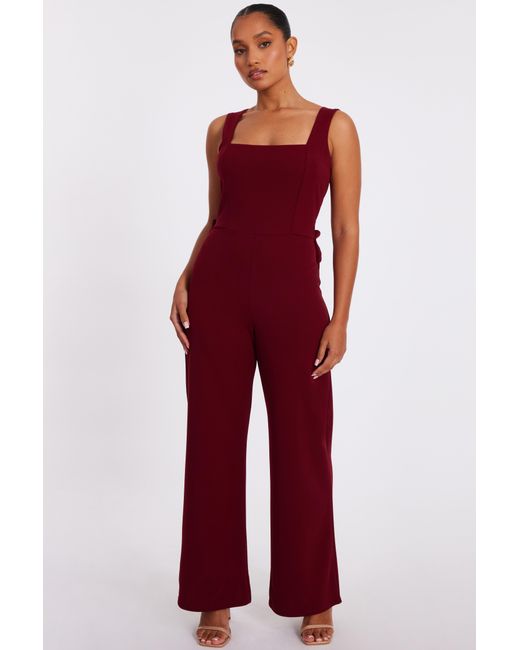 Quiz Red Petite Bow Back Jumpsuit