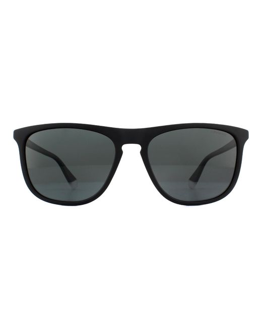 Polaroid Black Rectangle Matte Polarized Sunglasses for men