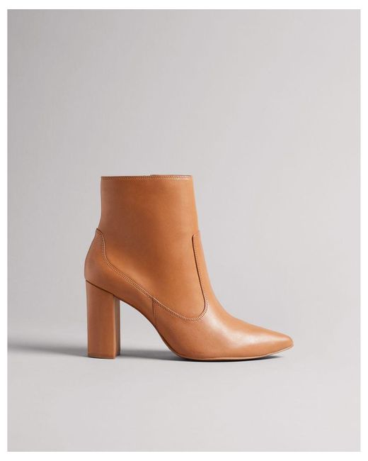 Ted Baker Brown Nysha Leather Block Heel Ankle Boot