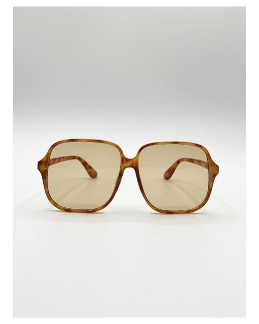 SVNX Orange Oversized Lightweight Square Frame Sunglasses