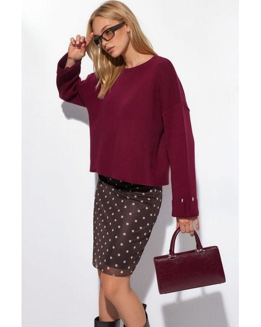 Hiccup Red Button Detailed Knit Sweater