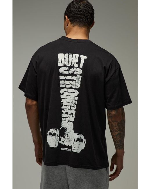 BoohooMAN Black Active Built Stronger Oversized T-Shirt for men