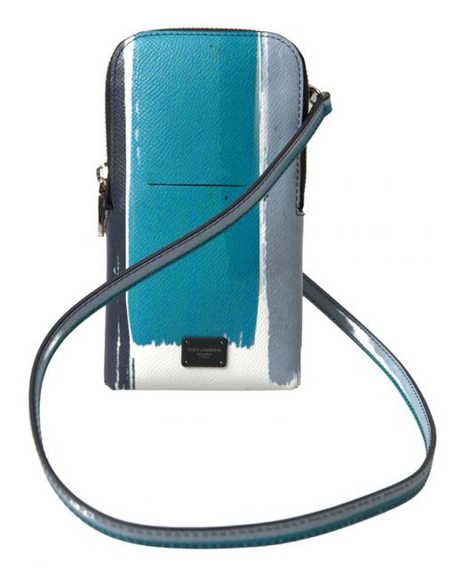 Dolce & Gabbana Blue Leather Crossbody Phone Bag for men