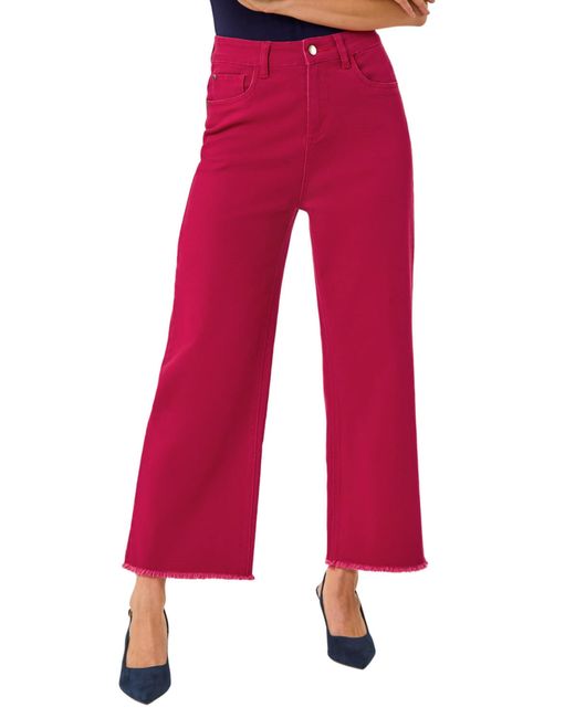Roman Red Petite Cotton Frayed Hem Trouser