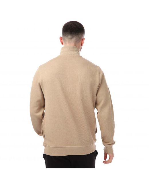 Lacoste Natural Zippered Stand-Up Collar Knitted Sweatshirt for men