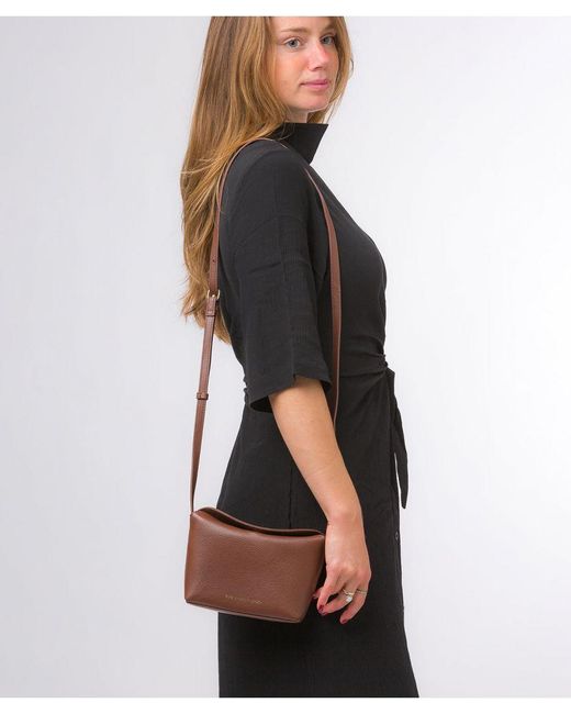 Pure Luxuries Brown 'Lolo' Dark Nappa Leather Cross Body Bag