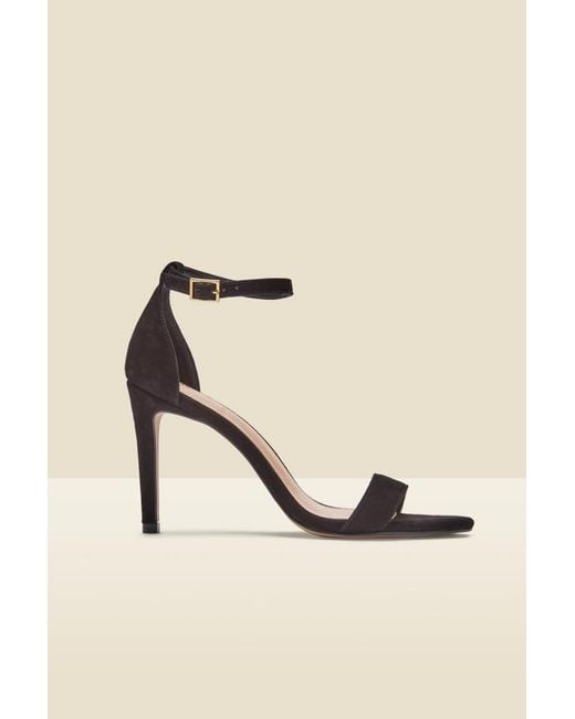 Sosandar Natural Nia Suede Barely There High Heel Sandal (9.5Cm Heel) Leather