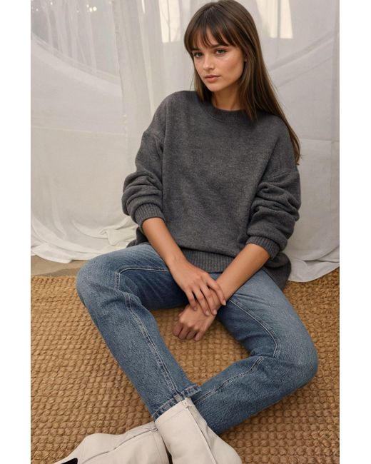Hiccup Brown Cozy Crew Neck Knit Sweater