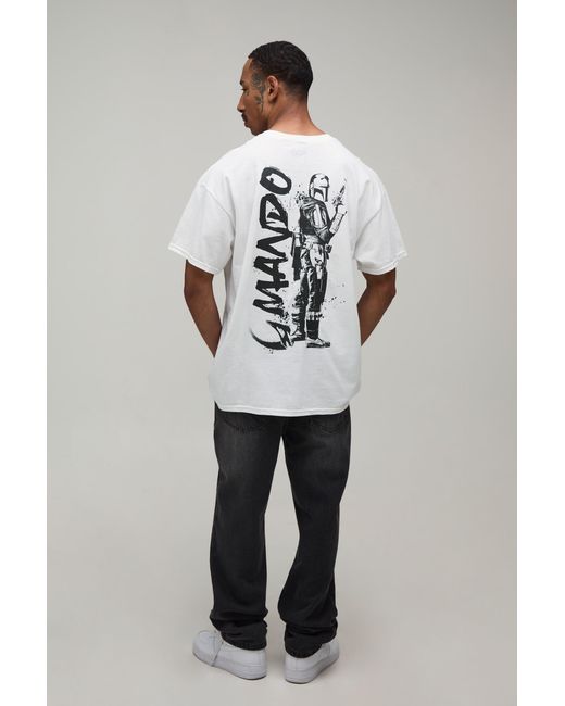 BoohooMAN Gray Oversized Mandalorian License Print T-Shirt for men