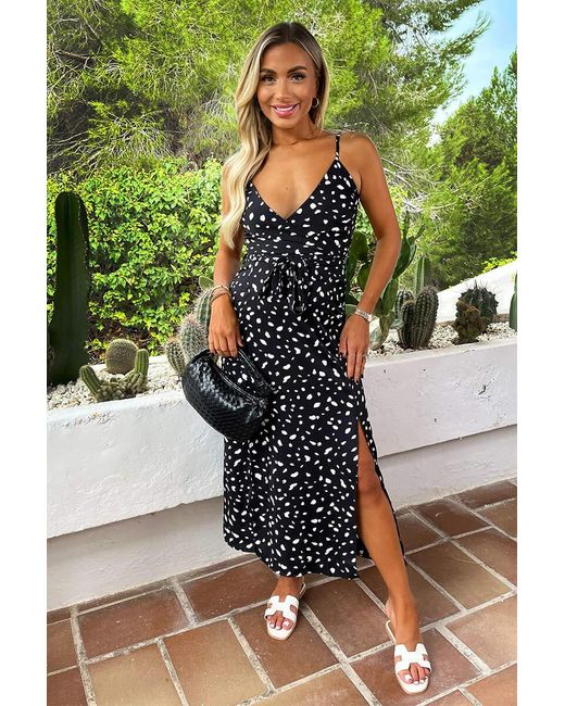 AX Paris Green And Spot Printed Strappy Wrap Top Tie Waist Midi Dress