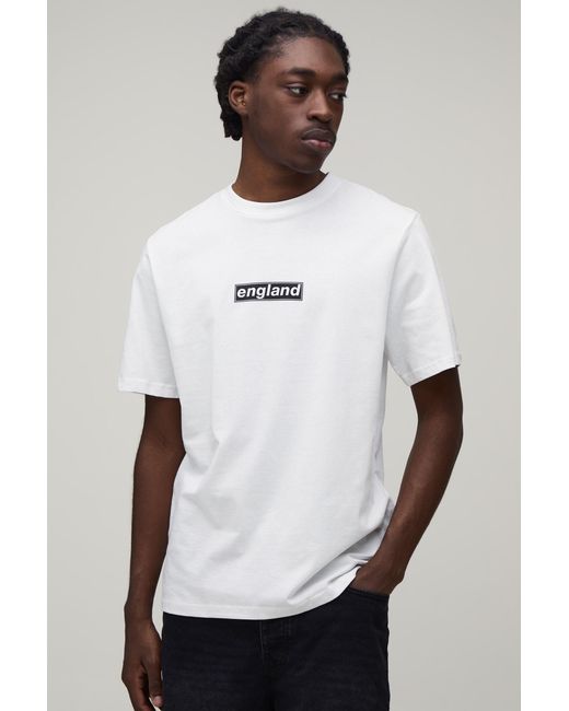 BoohooMAN White Regular England Chest Print T-Shirt for men