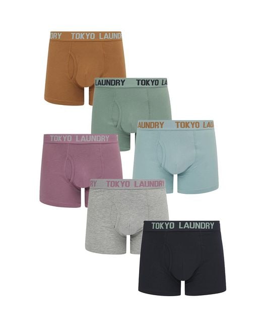 Tokyo Laundry Gray Cotton 6-Pack Boxers for men