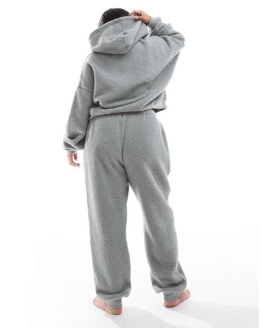 ASOS Gray Design Lounge Borg Oversized Hoodie & Jogger Set