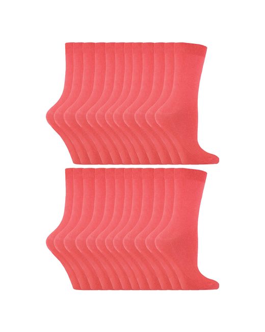 Sock Snob Pink 24 Pairs Ladies Plain Cotton Rich Dress Socks