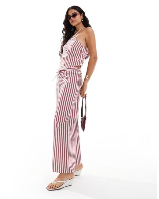 ASOS Pink Wide Leg Stripe Trouser Co-Ord