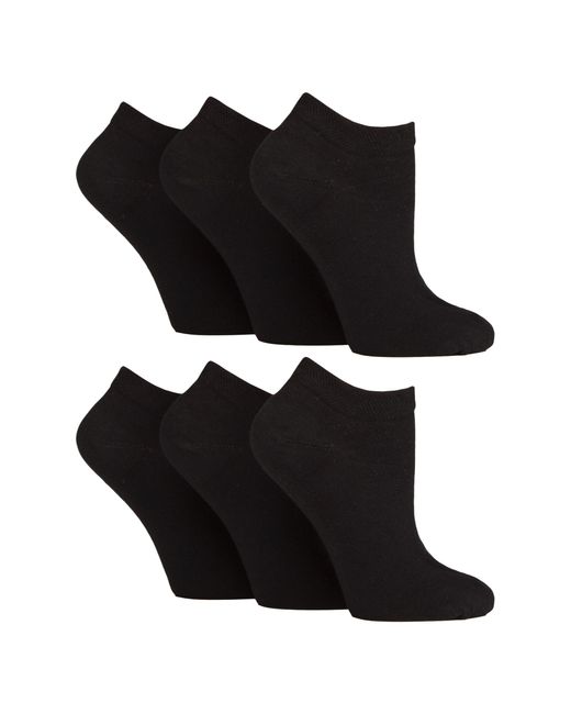 Gentle Grip Black 6 Pack Diabetic Trainer Socks For