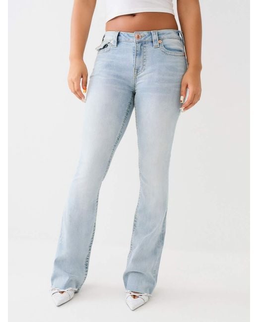 True Religion Blue Becca Mid Rise Bootcut Flap Big T