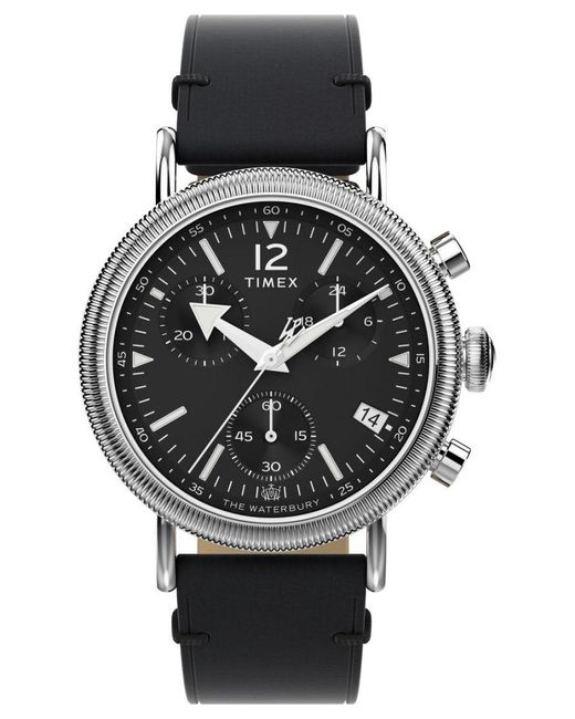 Timex Black Standard Chrono Watch Tw2W20600 Leather (Archived) for men