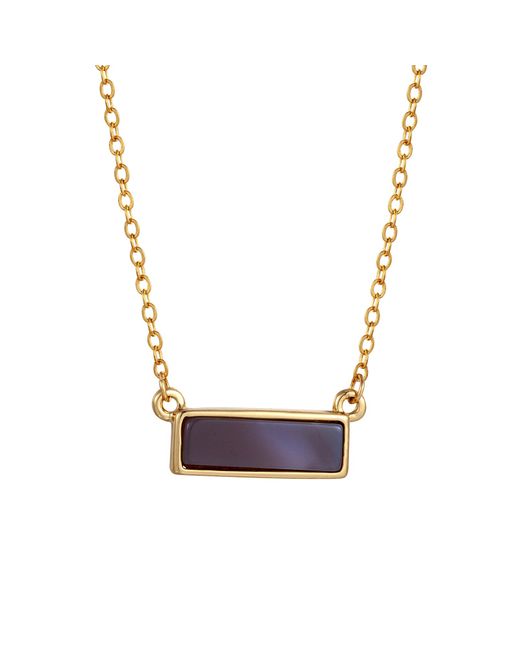 The Jewellery Stockroom Metallic Plated Rectangle Bar Smokey Quartz Necklace