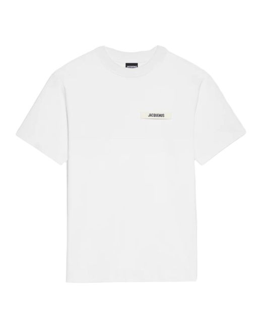 Jacquemus White Gros Grain Logo-Patch T-Shirt for men