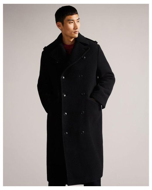 Ted Baker Black Ockley Heavyweight Military Coat for men