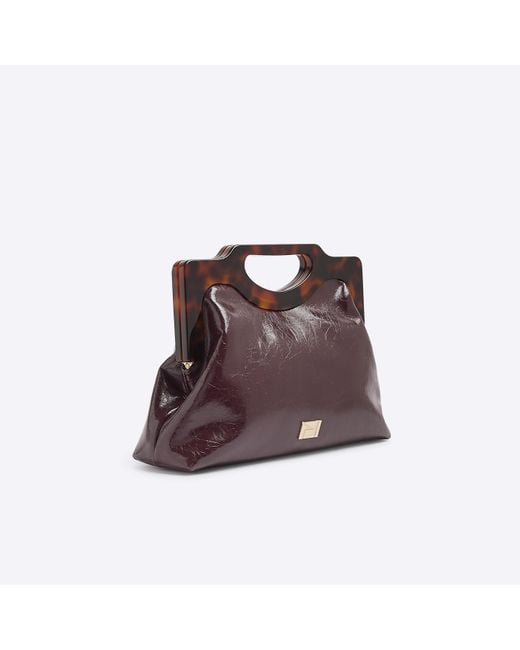 River Island Clutch Bag Tortoiseshell Handle Material Pu in Brown Lyst UK