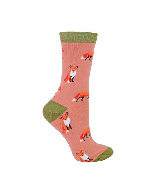 Miss Sparrow Red 1 Pack Ladies Novelty Animal Patterned Bamboo Socks
