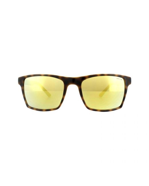 Police Yellow Rectangle Shiny Havana Ochre Sunglasses for men