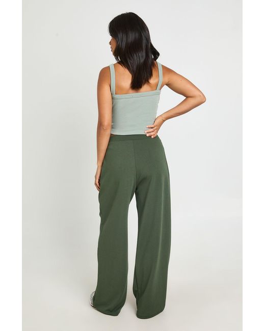 Boohoo Green Petite Basics Wide Leg Trousers