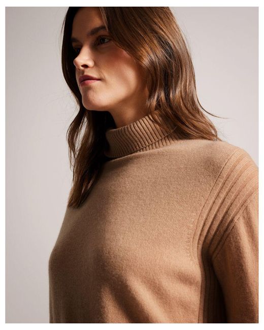 Ted Baker Brown Ruthell Organic Cashmere Roll Neck Jumper