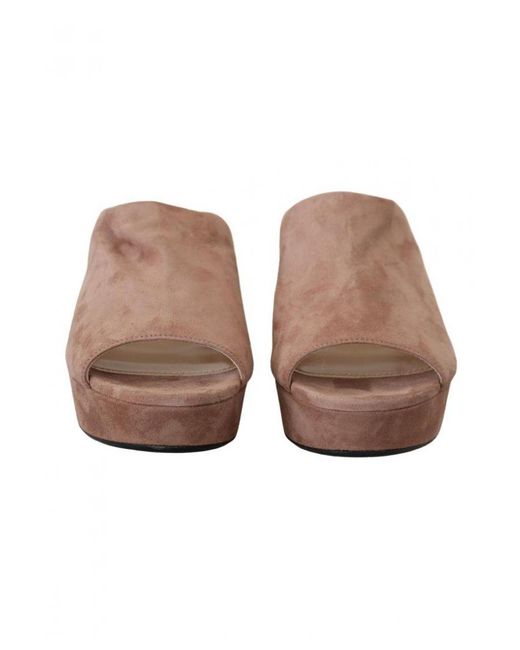 Prada Brown Dark Suede Camoscio Sandals Block Heels Shoes