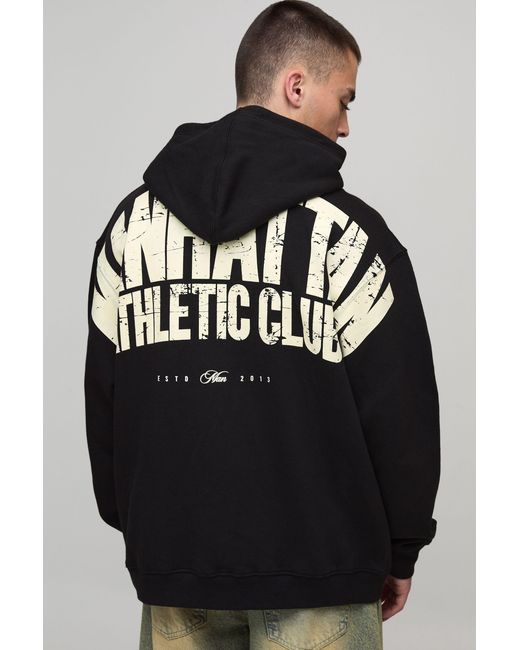 BoohooMAN Black Oversized Manhattan Over The Seams Hoodie Cotton for men