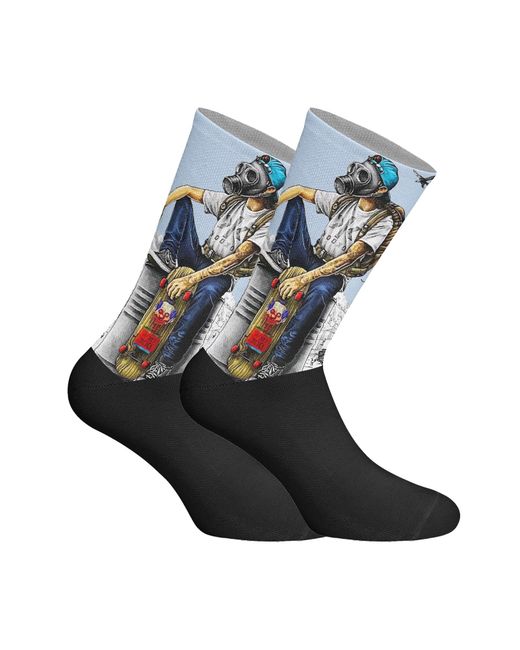 Jenes Socks Blue Elastic Printed Long