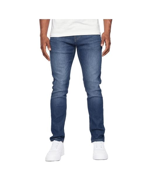 Duck and Cover Blue Overburg Tapered Jeans (Dark Wash) for men