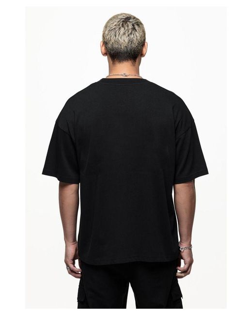 Good For Nothing Black Oversized Cotton T-shirt With Graphic Lightning Print for men